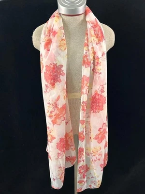 Bufanda Cuello Largo 24x70 Rosa Floral Poliéster Transparente Foto 1 de 3