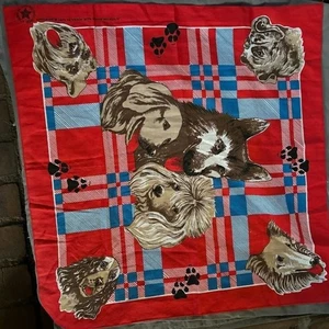 Vintage 80s WAMCRAFT DOGS Plaid 50/50 BANDANA rn 14193 New - Picture 1 of 2