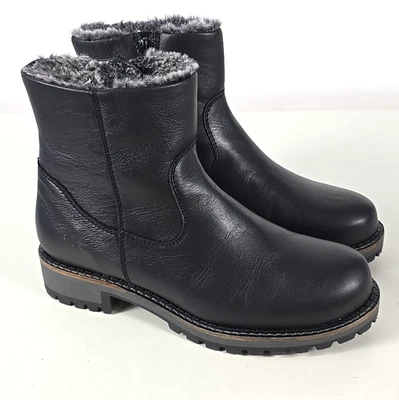Bos & Co. Womens CALIB Black Leather Ankle Zip Faux Fur Lined Boots 39 /US 8 8.5 - Image 1 of 4