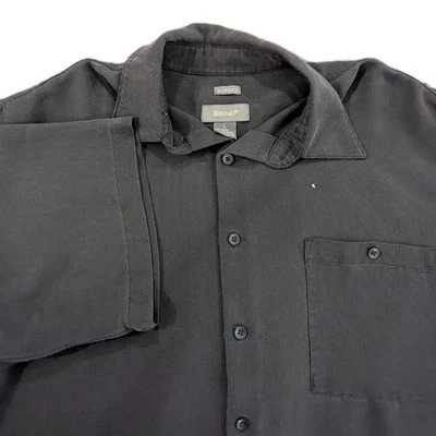Bruno Black Sueded Microfiber Sz L Short Sleeve Button Up Shirt. Men's  - Image 1 of 4
