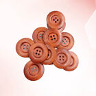 30Pcs 4Cm Coffee 4-Hole Round Wood Buttons Vintage Diy Sewing Craft