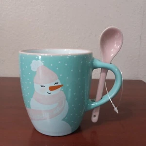 LC Lauren Conrad Holiday Christmas Snowman Mug-Cup With Spoon on handle 3915 - Picture 1 of 8