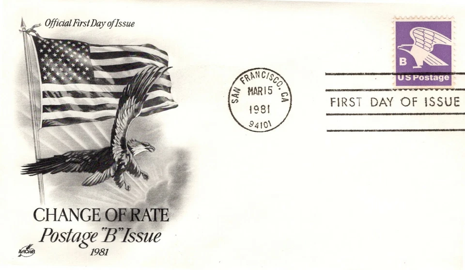 USPS FDC #1818 1981 18¢ Eagle B Rate Change Stamp ST1962 - Image 1 of 1