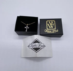 Victoria Wieck 14K Yellow Gold CZ Cross Pendant w/ 18" Chain New In Box 1.8g - Picture 1 of 16