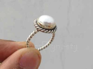 Peral Solid925 Sterling Silver Band& Statement Ring Handmade Ring All Size -q-61 - Picture 1 of 12
