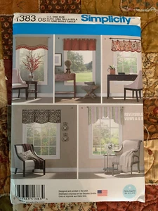 Simplicity Pattern 1383 Valances for 36' to 40" Wide Windows New UNCUT - Picture 1 of 2