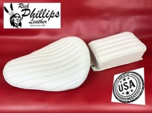 Tuck & Rollo Blanco Bates Estilo Moto Asiento Cuero Solo - Picture 1 of 12