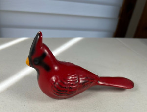 Vintage Ceramic Bird Bath Cardinal Bird Red 7" Long NICE!