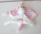 Doudou Et Compagnie Unicorn Pink White Rainbow Baby Comforter Blankie Soother