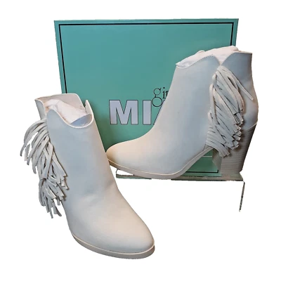 Botines Mia para mujer color blanco/marfil Avril con flecos talla 7 nuevos en caja Foto 1 de 4