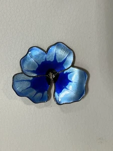 Vintage David Andersen Sterlingsilber blau Emaille Stiefmütterchen Blumennadel - Bild 1 von 5