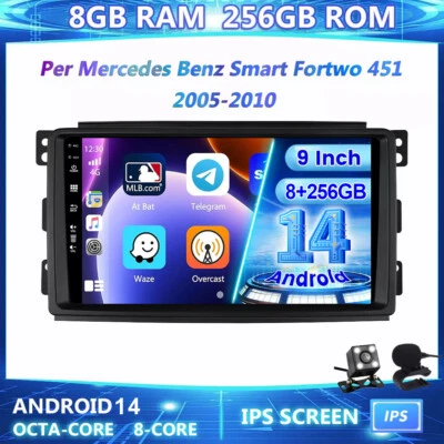 Per Mercedes Benz Smart Fortwo W451 Autoradio Android14 GPS Navi CarPlay 8+256GB - Immagine 1 di 4