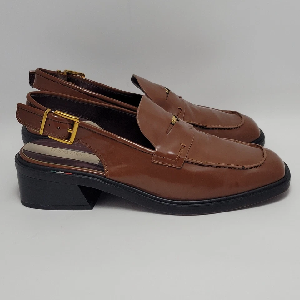Franco Sarto Giada Tacones Mocasines Correa Centavo Marrón Tabaco Para Mujer 9M Foto 1 de 4