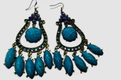 Pendientes de araña perforados azules colgantes aurora boreal estrás Foto 1 de 4