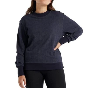 Icebreaker Women’s Merino Cotton Wool Central LS Sweatshirt Midnight Navy L NWT - Picture 1 of 9
