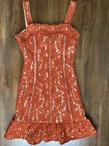 Endless Rose Anthropologie Rust Colored Lace Mini Dress Size XS (NWT $138) - Picture 1 of 4