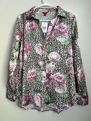 Camisa de satén estampada Guess para mujer con botones, manga larga - Talla S Foto 1 de 4