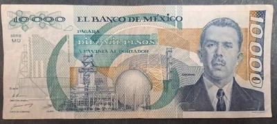 1987 Mexico 10000 Pesos P90a2, Serie  MU E9926068. - Image 1 of 3