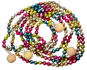 Christmas Bead Garland Multi Color Glass 7ft 10in Feather Tree Spun Fruit #56 - Picture 1 of 5