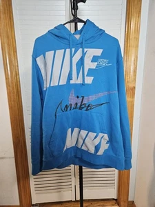 Nike Sudadera con Capucha Para Hombres Grande Swoosh Gráfico Estampado AOP Sudadera Pullover Azul Polar - Imagen 1 de 5