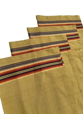 NEW Crate & Barrel Set Of 4 Cotton Castillo Yellow-Orange Napkins 21x21” - Image 1 of 4