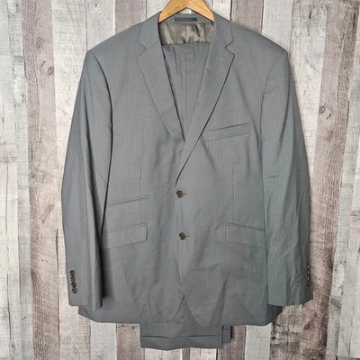 Tallia est 1893 Gray Stripe Suite Coat 100% Wool Men's 48R Pants 42 x 30 Gift - Image 1 of 4