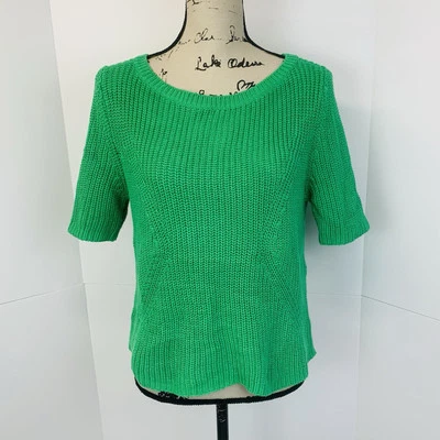 Suéter Top Halógeno Mujer XS Gran Tamaño Manga Corta Kelly Verde Preppy Algodón Foto 1 de 4