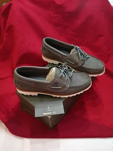 Timberland 3-Eye Lug Barco/Zapatos de cubierta para mujer 11 Cuero gris - Imagen 1 de 8