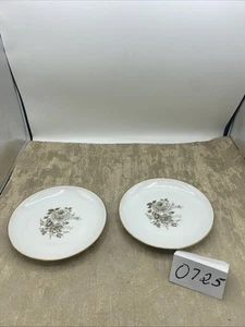 Vintage Royal Bayreuth Gray Floral BREAD/DESSERT Plates (2) Germany 6.5” D - Picture 1 of 13