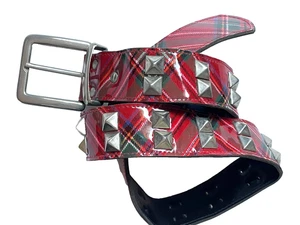 1980er-90er Vintage Retro Nieten Vinyl Gürtel - 34,5" x 1,5" - Bild 1 von 11