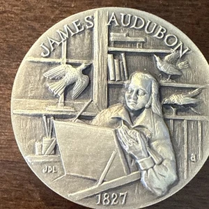 James Audubon 1827 Longines Symphonette Vintage Coins .925 1 oz - Picture 1 of 4