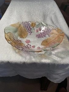 Vintage Savoir Vivre Cristal Japón 13" Fruta en relieve Vaso Floral Uvas - Imagen 1 de 10