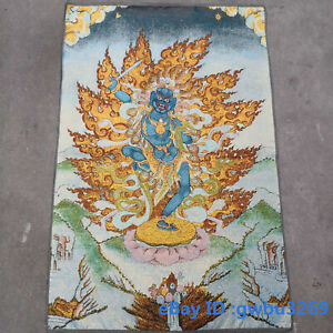 36” Tibet Nepal Silk Embroidery Buddhism Tara Buddha Statue Thangka 20579