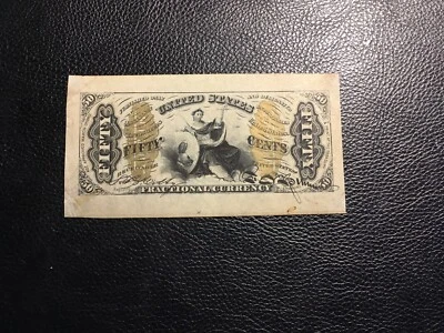 50 Cent Wide Margin Justice Fractional Currency High Grade A Little Glue - Image 1 of 2