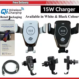 Schnelle 15W Qi Auto Wireless Ladegerät Handy Halterung für iPhone SE 2. Gen/SE 3. Gen - Bild 1 von 14