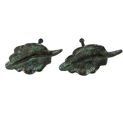 Lote De 23 Tiradores De Cajón De Puerta Perillas De Metal Hojas Pátina Verde De Colección Hoja Foto 1 de 4