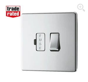 GoodHome Polished Chrome 13A way Flat Screwless Switched Fused connection unit - Picture 1 of 1