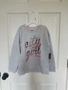 DKNY Sweatshirt Little Girl's Sz 6x Oversized Embellished with Sequins NWT - Picture 1 of 3