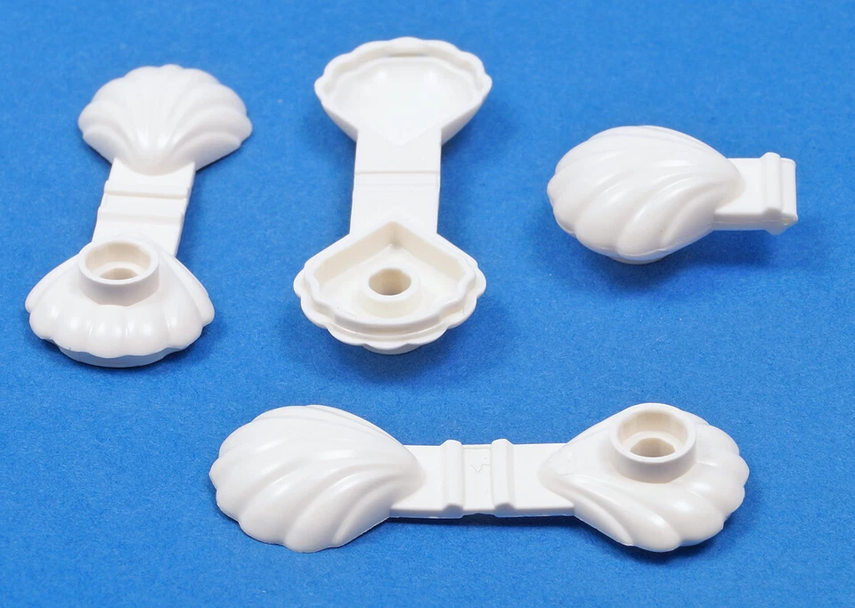 LEGO - 4 Muscheln weiß / Muschel / 4 White Clam  / 18866 NEUWARE - Bild 1 von 1