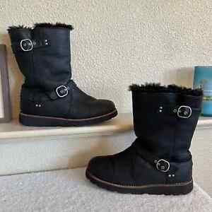 UGG Noira Black Waterproof Sheepskin Boots Women’s Size 8