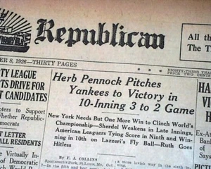 NEW YORK YANKEES vs. St. Louis Cardinals World Series Baseball 1926 Newspaper - Picture 1 of 8