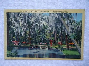 THE ORIENTAL GARDENS JACKSONVILLE FLORIDA SAN JOSE BLVD UNUSED LINEN POSTCARD - Imagen 1 de 2