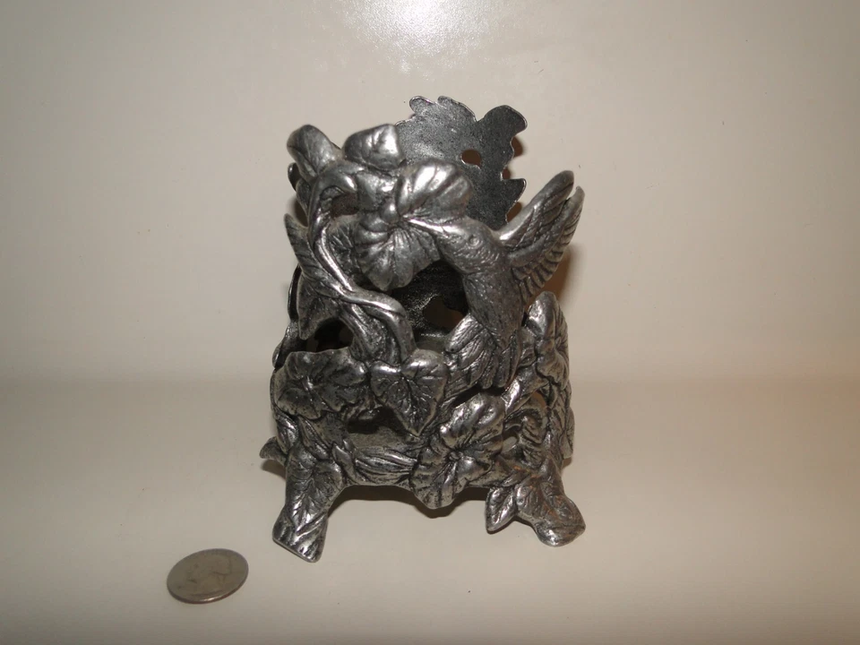 Candelabro vintage de peltre colibrí Carson Foto 1 de 4