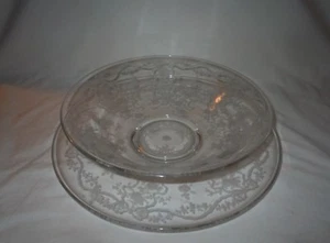 Gorgeous Vtg PAIR Fostoria ROMANCE 14" TORTE PLATE and 12" FRUIT BOWL - Picture 1 of 5