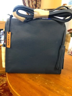 BOLSO DE HOMBRO JAEGER NUEVO CON ETIQUETAS CUERO FUERZA AÉREA AZUL FORRADO BORLAS POPPER MAGNÉTICAS  Foto 1 de 4