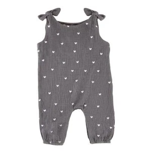 Overall Tie Romper Hearts Size 6-12mo Pack of 2 Perfect for Warm Day Activities - Picture 1 of 1