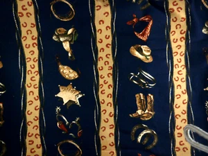 Old West theme fabric Bloomcraft Cotton Decorator Fabric Cowboy 55" W X 3.5 yard - Picture 1 of 4