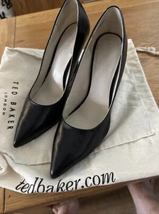 Nine West Flax Leather Black Courts High Heel Shoes Stilettos UK 4 US 6 - Picture 1 of 9