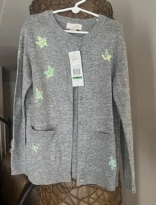 Peek Grey Knit Sweater/cardigan Girls Size 10 (L) NWT With Stars - Picture 1 of 5