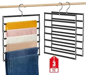 3 Pack Portable Foldable Pants Hangers Space Saving Travel Hangers Multiple Meta - Picture 1 of 7